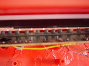 The inside of the keyboard - look at all those carbon tipped switches